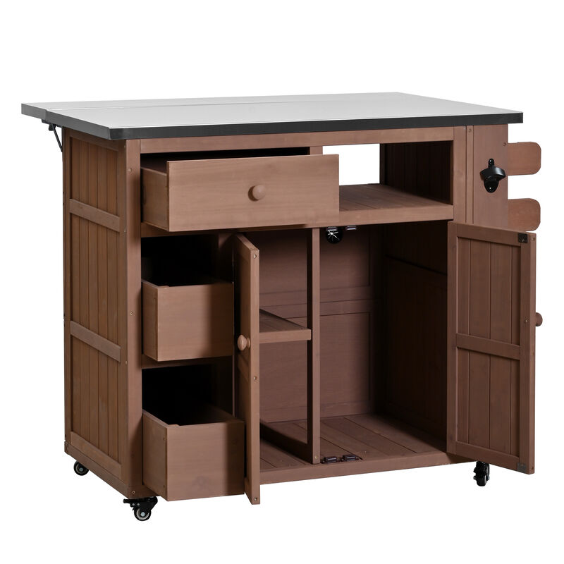 Japtef Outdoor Solid Wood Extendable Kitchen Island image number 8
