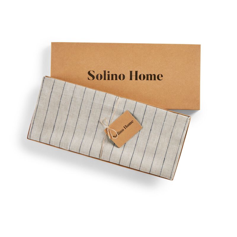 Solino Home 100% Pure Linen Table Runner - Pinstripe