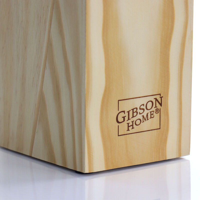 Gibson Home Westover 13 Piece Stainless Steel Cutlery Set in Black with Wood Storage Block