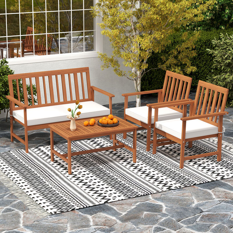 4-Piece Outdoor Furniture Set with Seat Cushions for Patio or Garden Seating