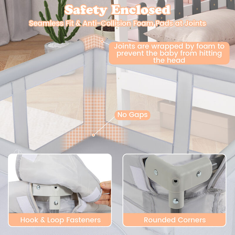 Foldable Safety Baby Playpen &ndash; Large BPA-Free Play Yard with Zipper Entry for Toddlers