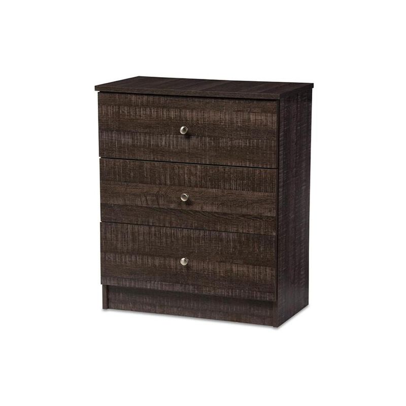Baxton Studio Decon Modern and Contemporary Espresso Brown Wood 3-Drawer Storage Chest
