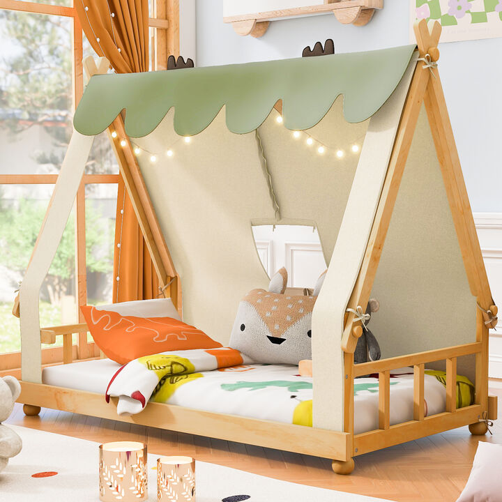 Merax Kids' Adventure Cabin Bed with Detachable Tent