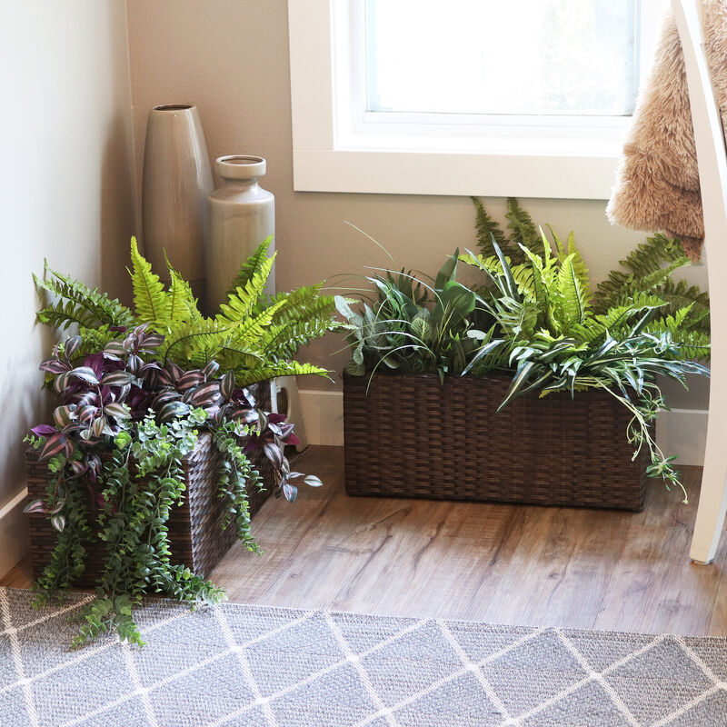 Sunnydaze 2-Section Polyrattan Rectangle Planter Boxes image number 1