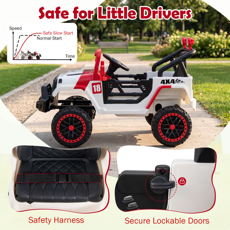 12V Kids Ride On Toy Truck with 3 Speeds and Remote Control for Yard image number 3