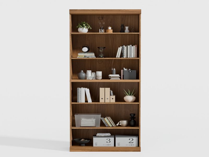 82" Wood Grain Doorless Decorative Storage Cabinet Bookcase