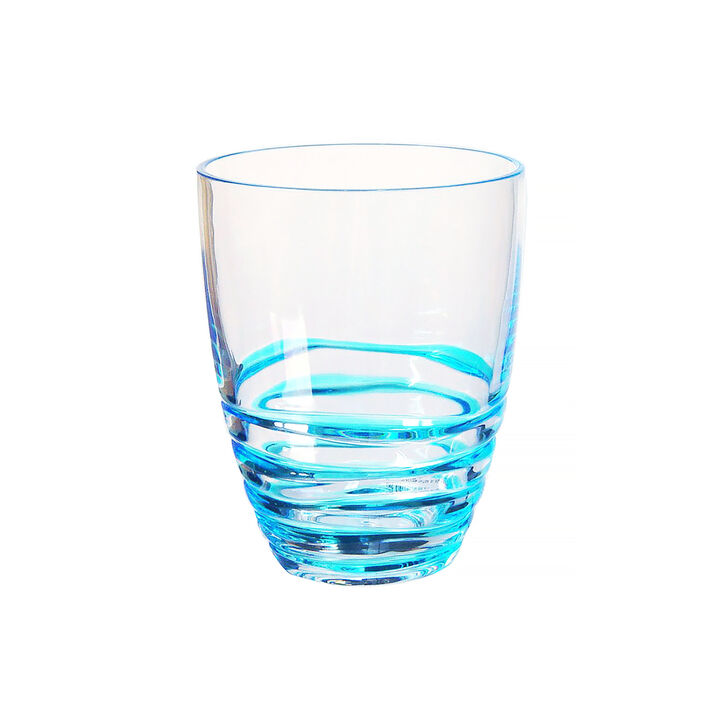 HomeRoots Set of Four Clear and Blue Acrylic Stemless Whiskey Glasses