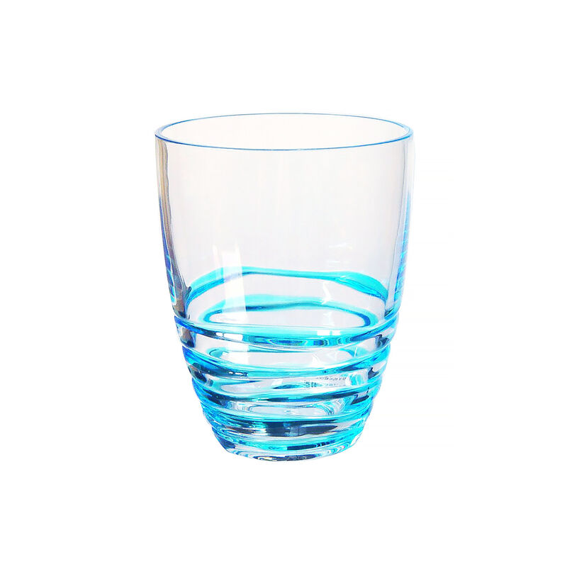 HomeRoots Set of Four Clear and Blue Acrylic Stemless Whiskey Glasses image number 0