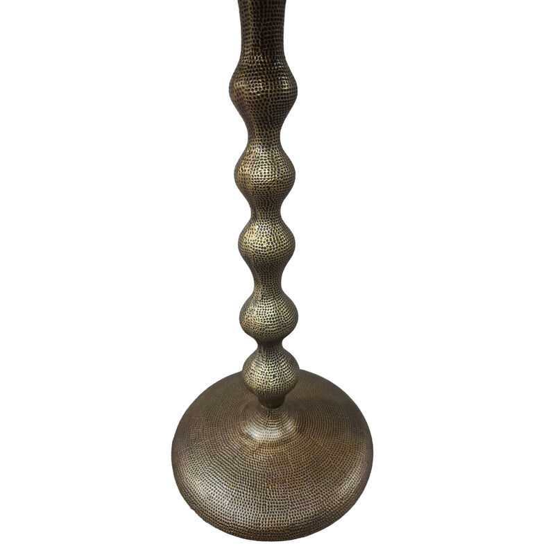 Shae 22 Inch Round Side End Table - Antique Brass Cast Aluminum with Hammered Texture For Small Places