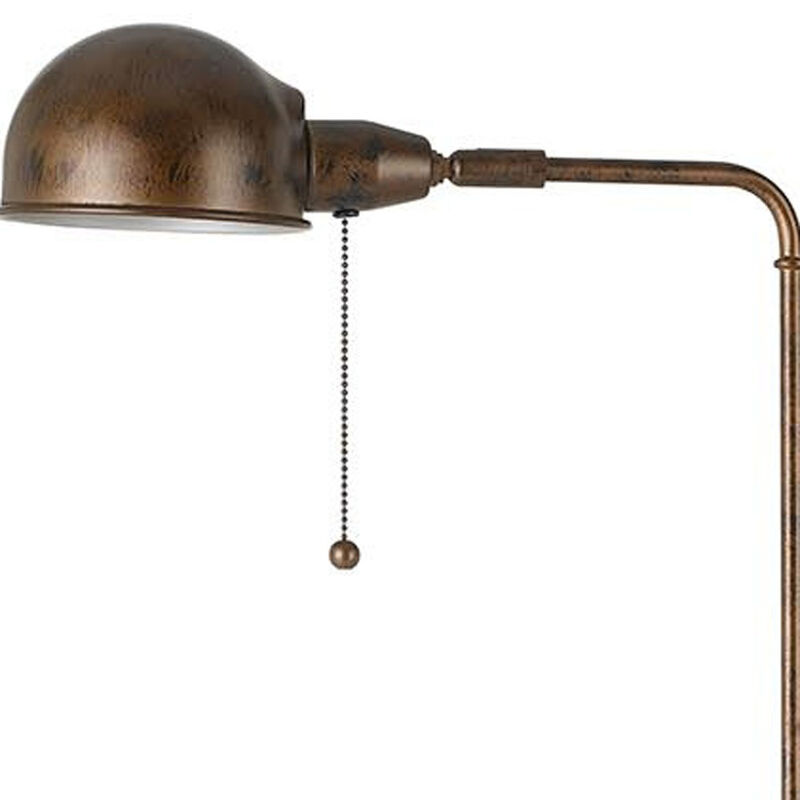 HomeRoots 58" Rust Metal Adjustable Swing Arm Floor Lamp With Rust Metal Dome Shade image number 3