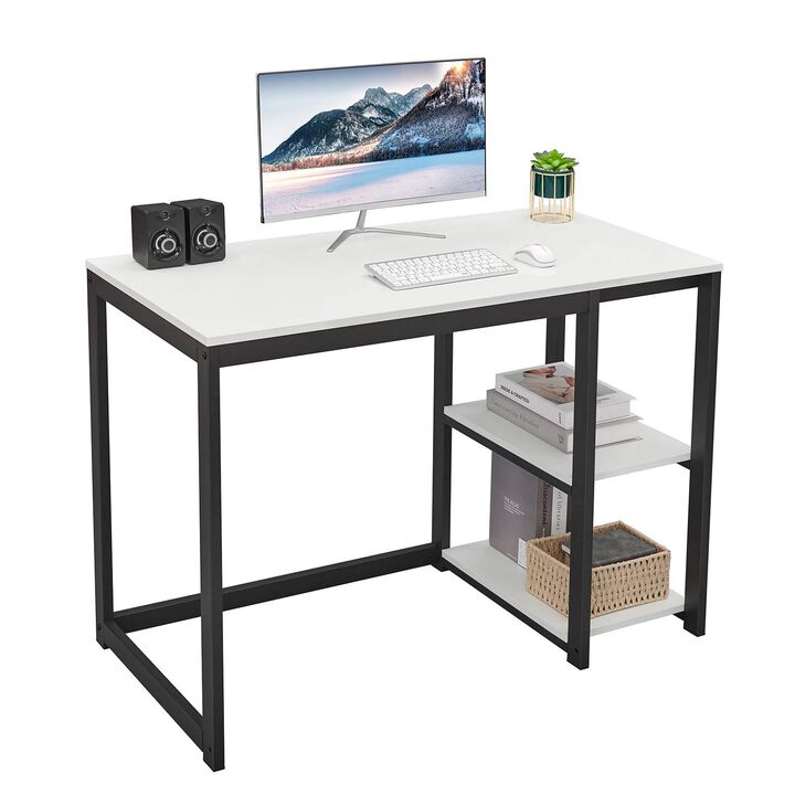 SINPAID Computer Desk 40 inches with 2-Tier Shelves Sturdy Home Office Desk with Large Storage Space Modern Gaming Desk Study Wr