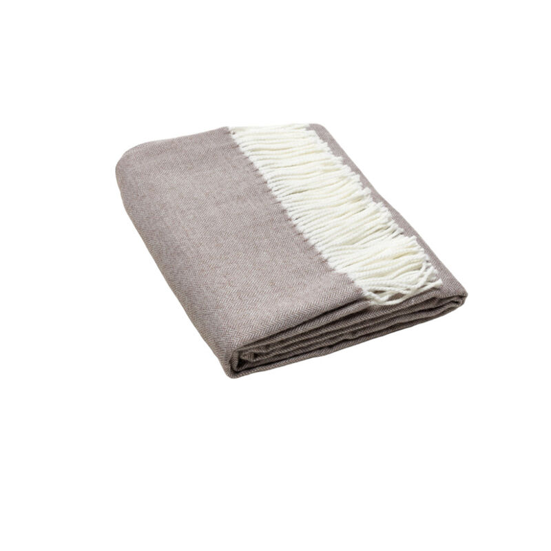 HomeRoots 50" X 60" Taupe Woven Herringbone Plush Throw Blanket image number 0