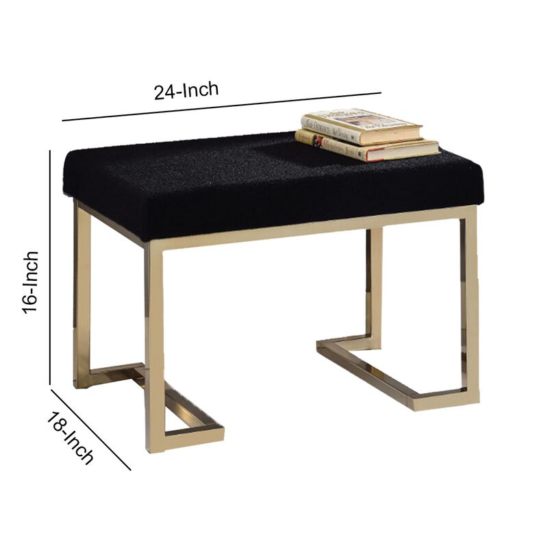 Astonishing Ottoman, Black Fabric & Gold-Benzara