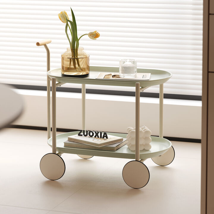 ELEMENT ACE Nordic Mobile Storage Cart Double Layer Kitchen Living Room Sofa Side Table Organizer Shelf Trolley