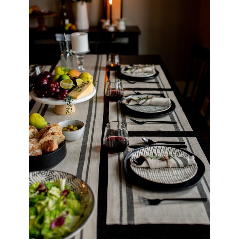 Solino Home 100% Pure Linen Table Runner - French Stripe