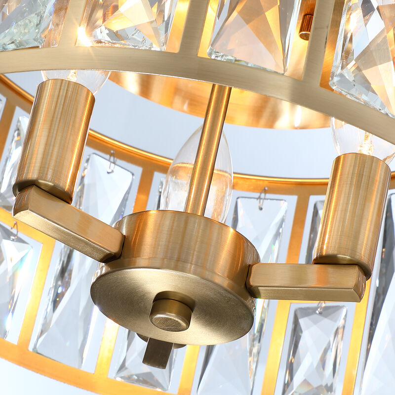 11.89 in Modern Glam 3-Light Dimmable Crystal Flush Mount Ceiling Light image number 8