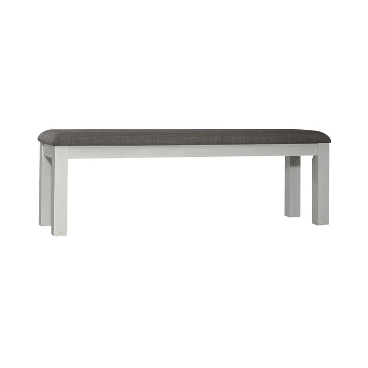 Liberty Furniture Brook Bay Upholstered Dining Bench in Textured White w/ Carbon Gray Top