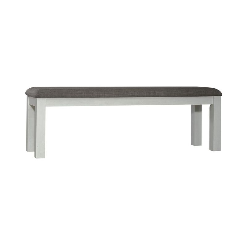 Liberty Furniture Brook Bay Upholstered Dining Bench in Textured White w/ Carbon Gray Top image number 0