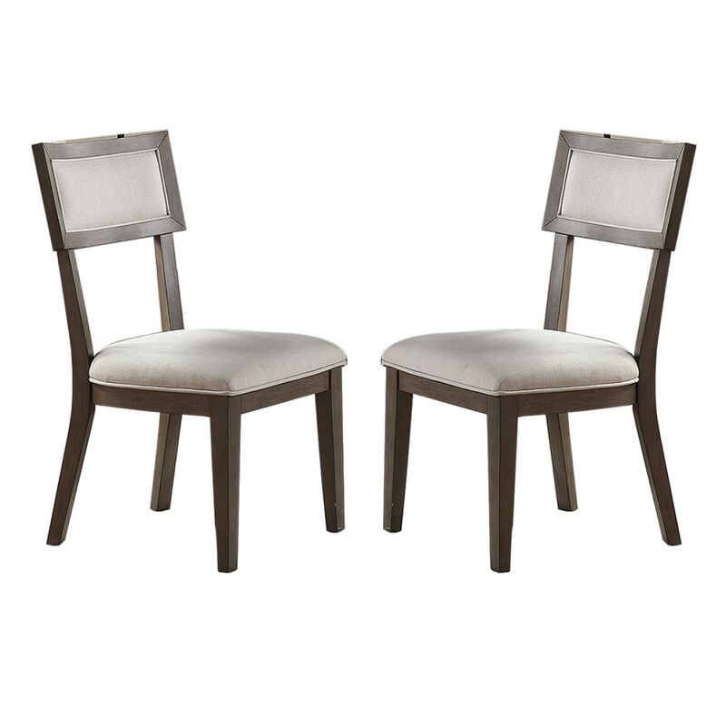 White Fabric Upholstery Dining Chair, Grey (Set of 2)