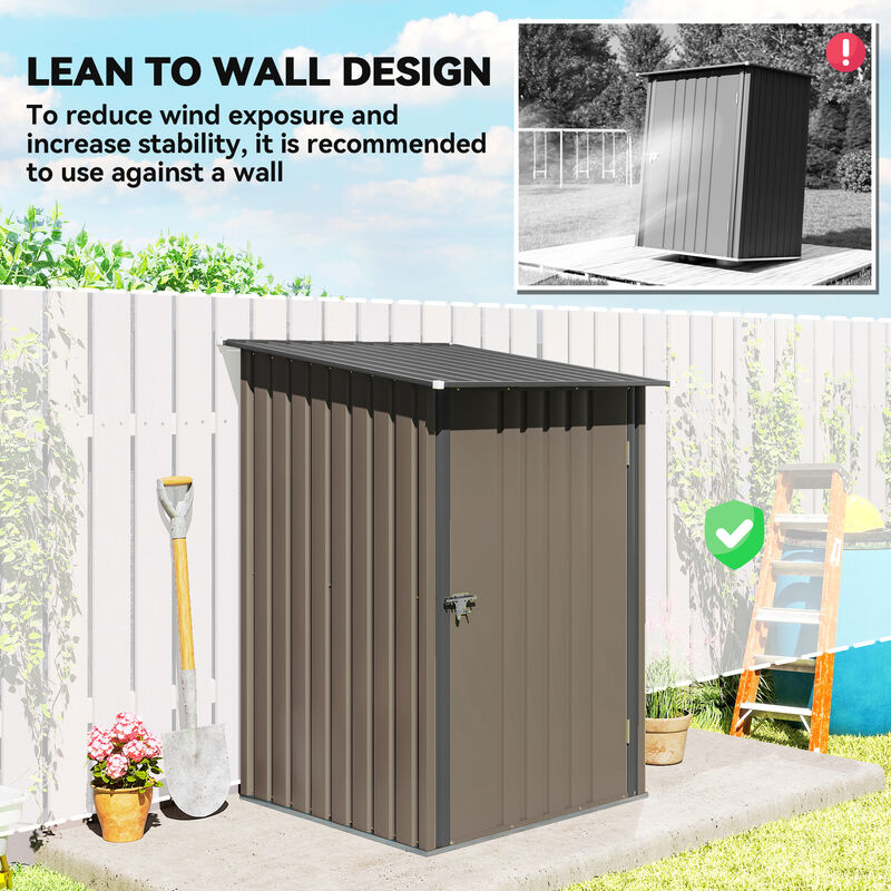 Hivvago Small Lean-To Galvanized Steel Tool Shed image number 5