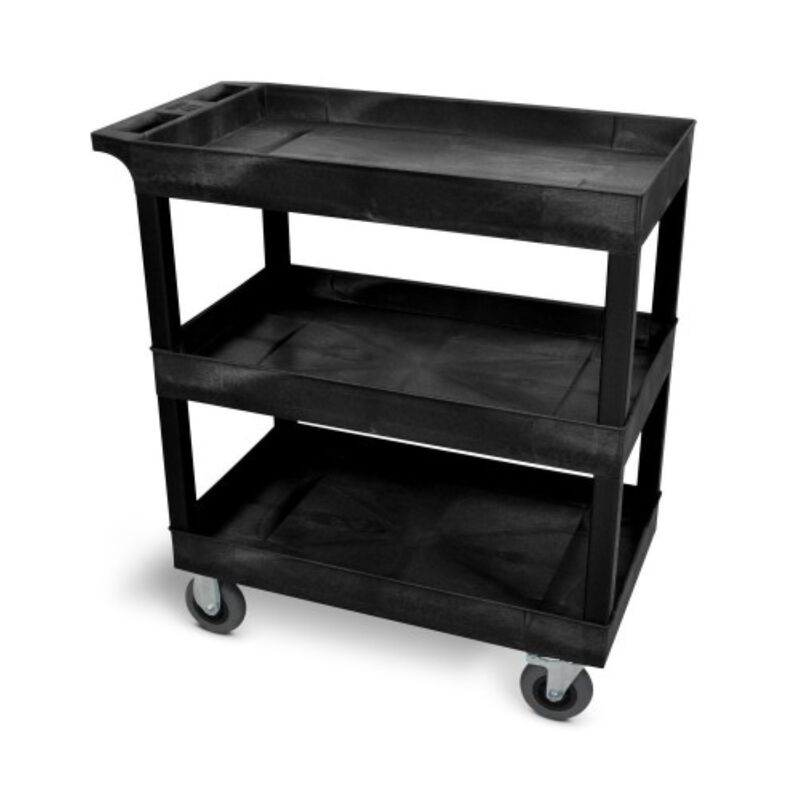 Black 18x32 3 Tub Cart W/ SP5 Casters