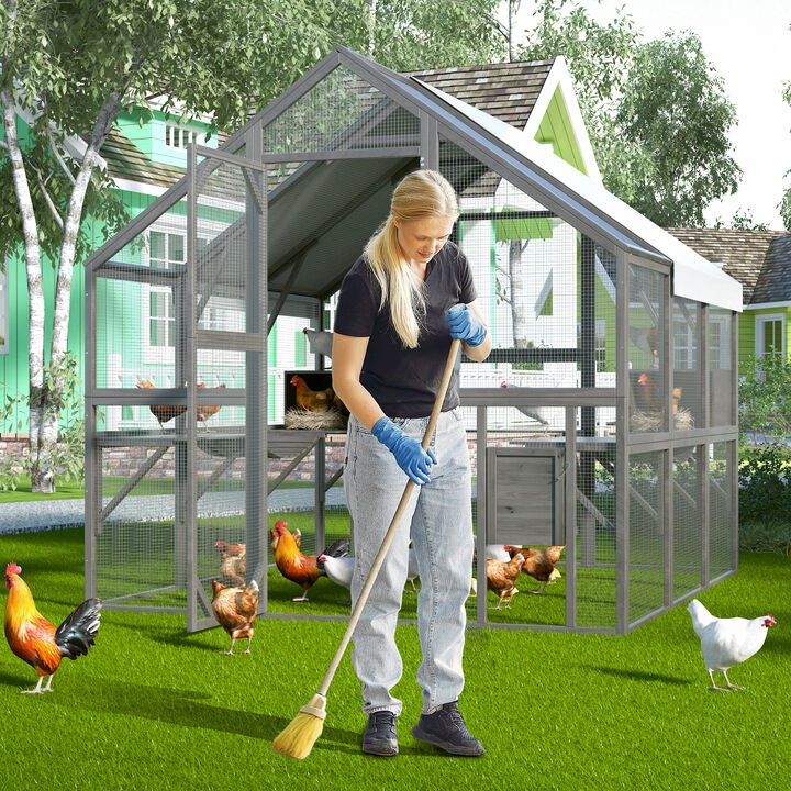 Large Wooden Outdoor House, 43 Sq. Ft. Cat Run Enclosure Walk in Cat Catio Kitten Condo with Enter Door, Roof Cover