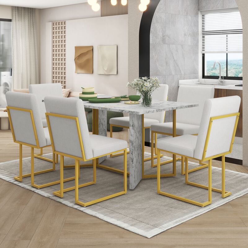Merax 7-Piece Modern Dining Table Chairs Set