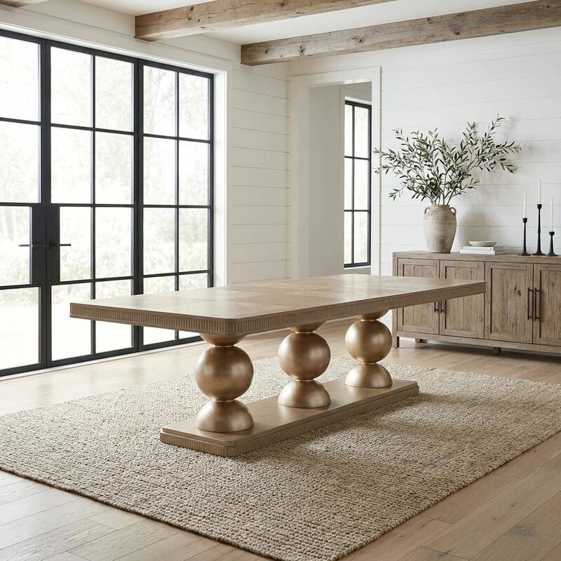 Michael Amini West Kensington Rectangular Dining Table - Sea Salt Caramel image number 1