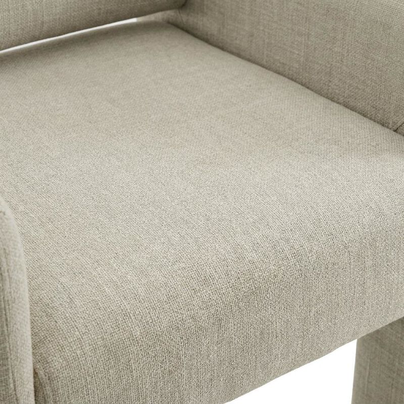 Fabric-Upholstered Dining Chair with Arms and Thick Cushion for Kitchen, Linen image number 5