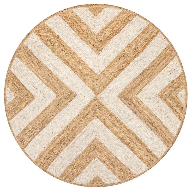 Piper Two Tone Chevron Round Jute Round Area Rug