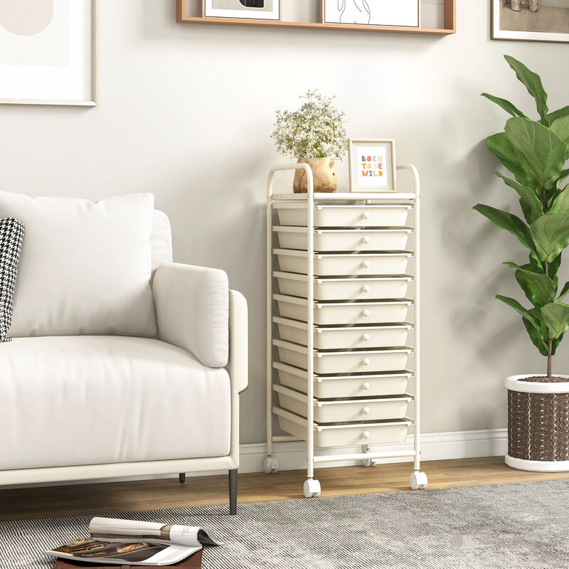 Rolling Cart Organizer with 10 Drawers &ndash; Ideal for Home or Office