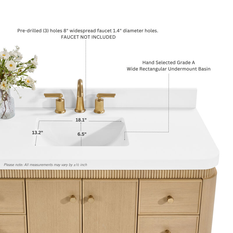 Aston 84 inch Bath Vanity Set in American Oak Finish with Alpine White Quartz Top image number 3