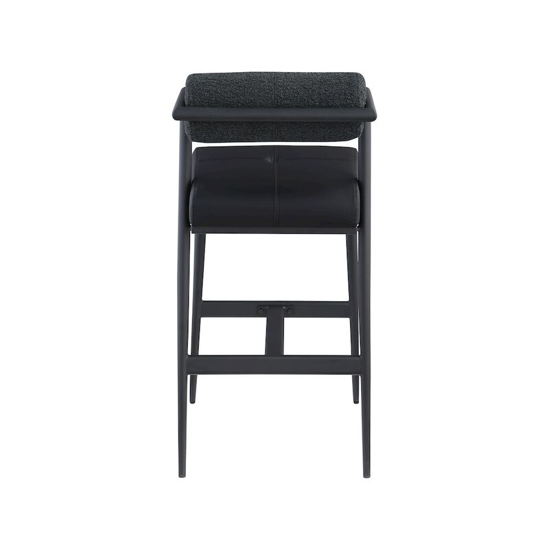 Meridian Furniture Stryker Boucle Fabric and Vegan Leather Stool, Set of 2