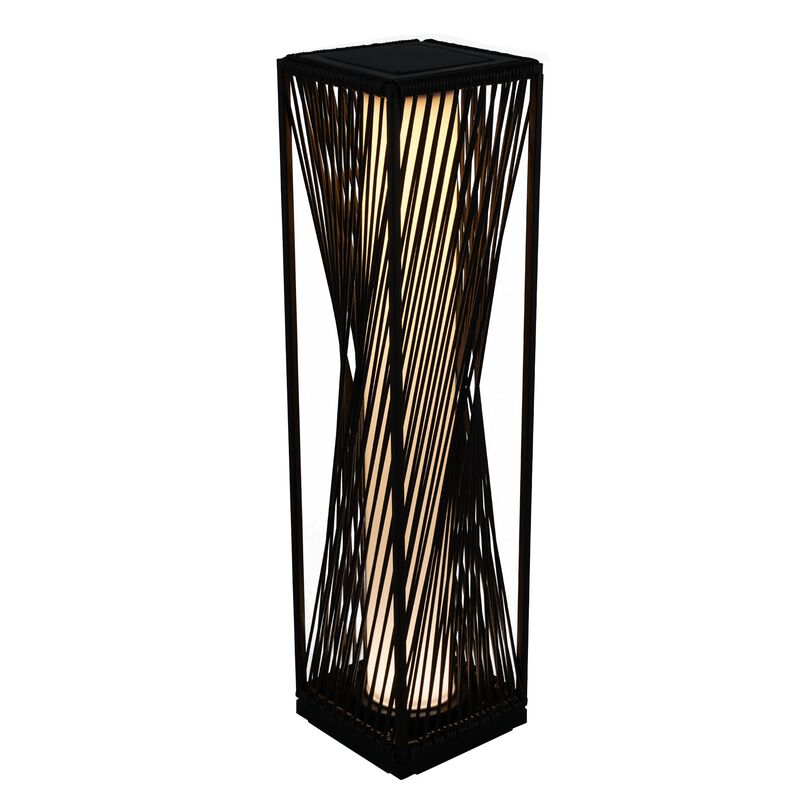 Mondawe Slanted Rattan Floor Lamp,Solar-Powered LED With Handwoven Willow Outdoor Lighting Lamp