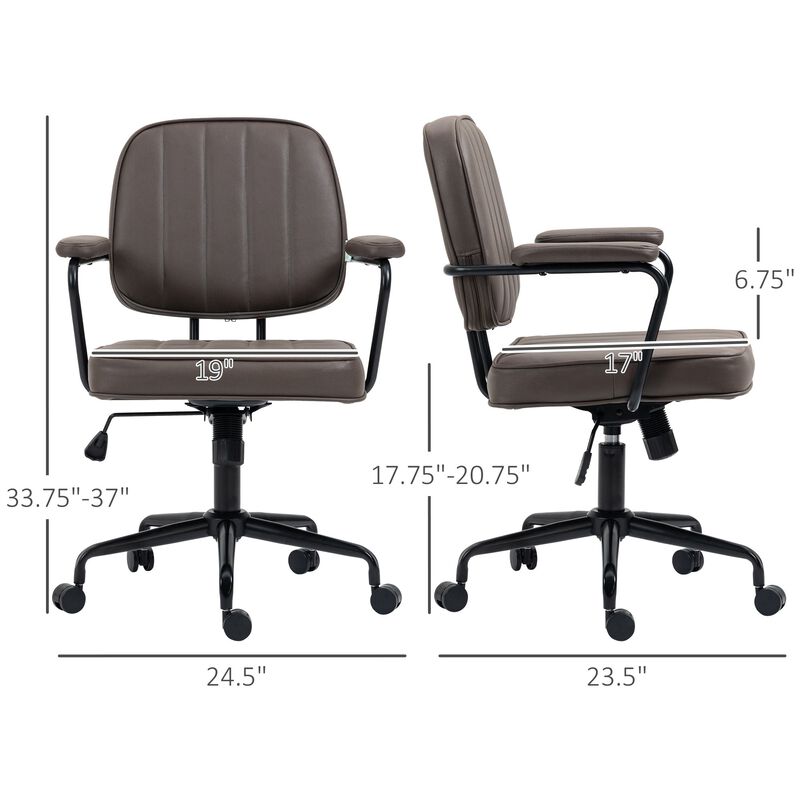 Light Brown Task Chair: Microfiber Office Chair with 360° Swivel