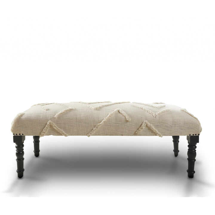 Fashionable Upholstered Bench – Decorative Abstract Fabric with Wood Support