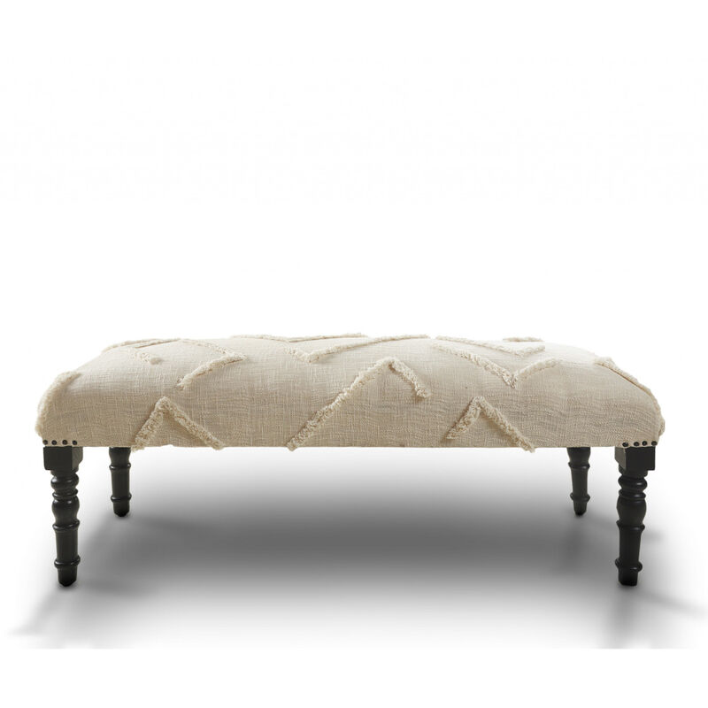 Fashionable Upholstered Bench &ndash; Decorative Abstract Fabric with Wood Support