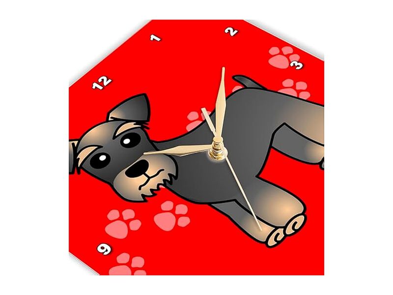Miniature Schnauzer Banded Brown Base Coat Wall Clock 10 Inch Red Home Decor image number 3