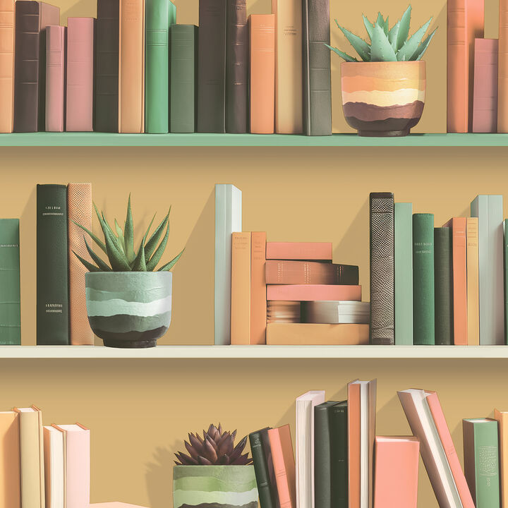 Modern Bookshelf Wallpaper