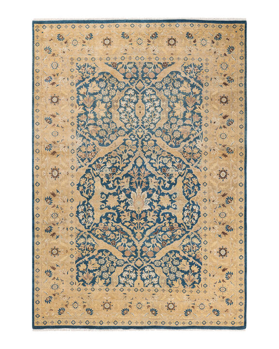 Eclectic, One-of-a-Kind Hand-Knotted Area Rug  - Blue, 6' 3" x 9' 0"