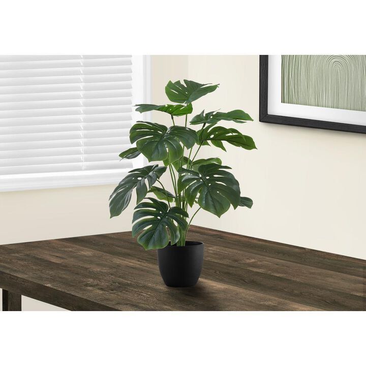 Artificial Plant, 24 Tall, Monstera, Indoor, Faux, Fake, Table, Greenery