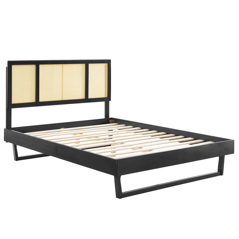 Modway - Kelsea Cane and Wood Queen Platform Bed with Angular Legs