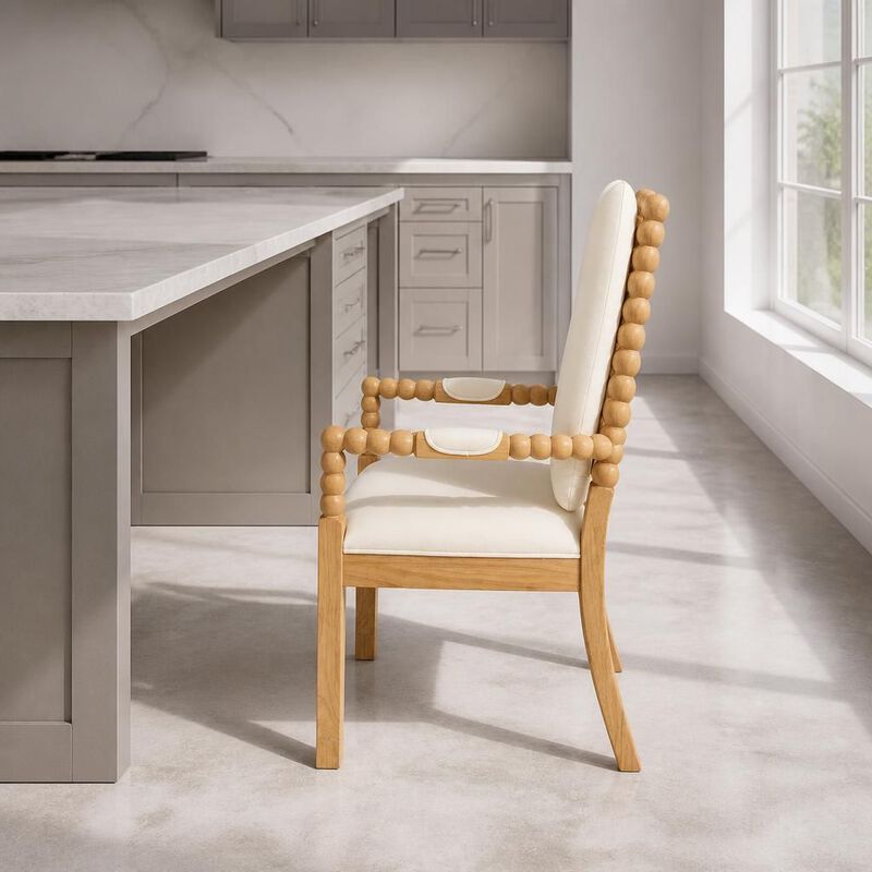 GOODSILO Set of 2 Solid Rubber Wood Upholstered Dining Chairs, Ergonomic Comfortable Seating for Dining Room Kitchen Restaurant and Cafe image number 3
