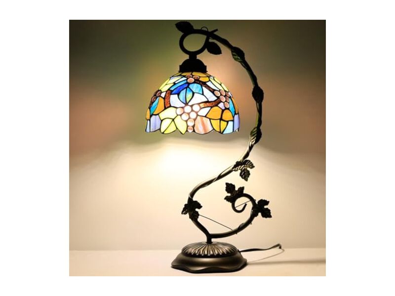 Tiffany Style Stained Glass Table Lamp For Bedroom Home Office 8 X 10 X 21 Inch image number 3