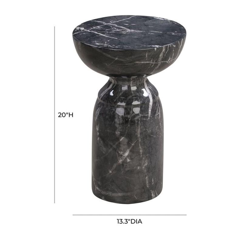 Tov Furniture Rue Faux Marble Concrete Indoor/Outdoor Side Table (Black) image number 2