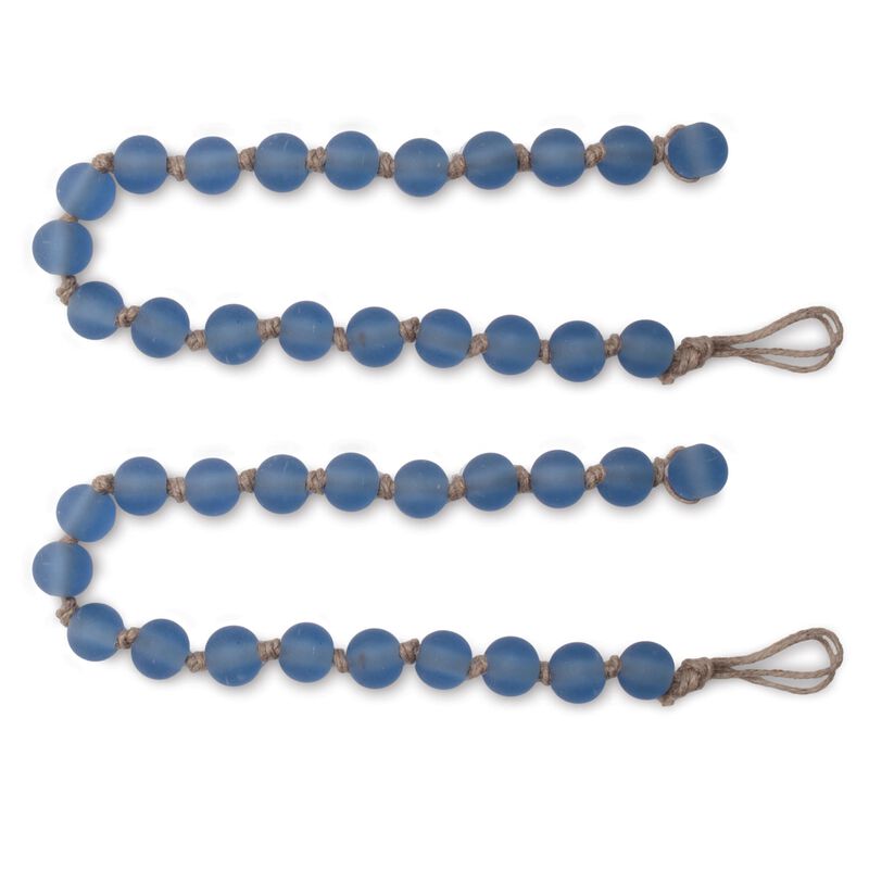 Set of 2 Frosted Glass Bead Garlands for Holiday Tree, Mantel, or Table Decor