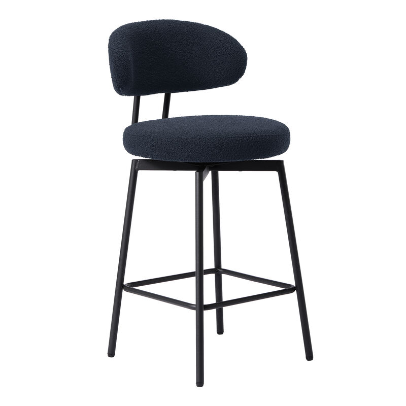 WestinTrends Modern Upholstered Sherpa Fabric Counter Height Bar Stools with Back (Set of 2) image number 2