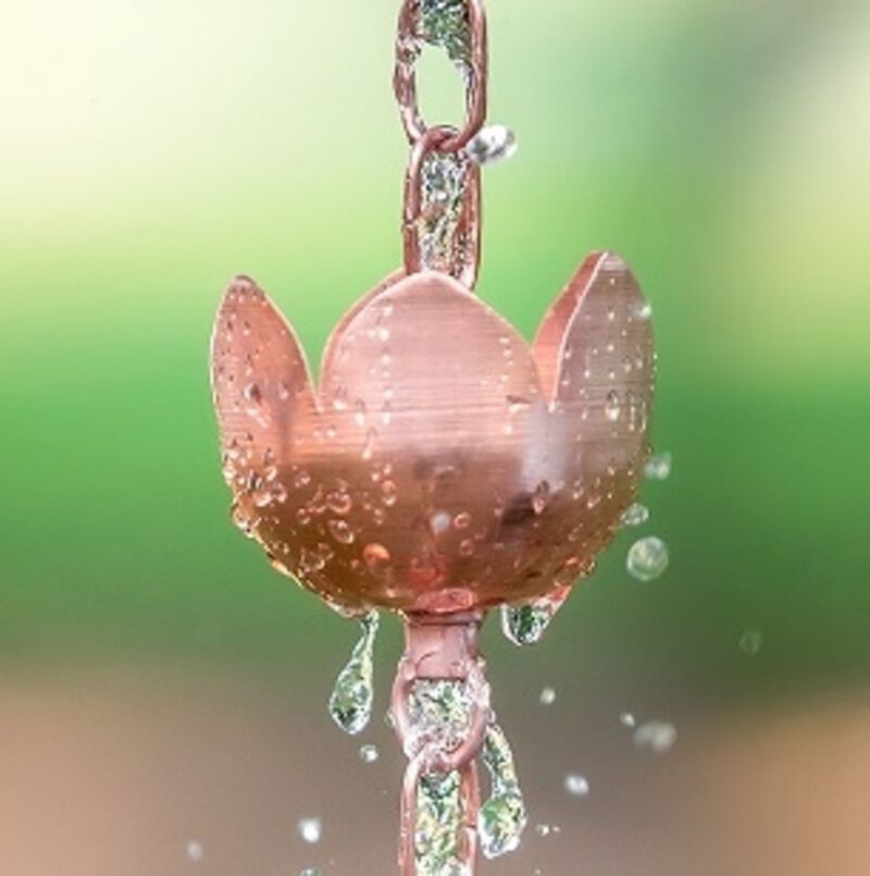 Marrgon Copper Rain Chain - Tulip Style Cups for Gutter Downspout Replacement