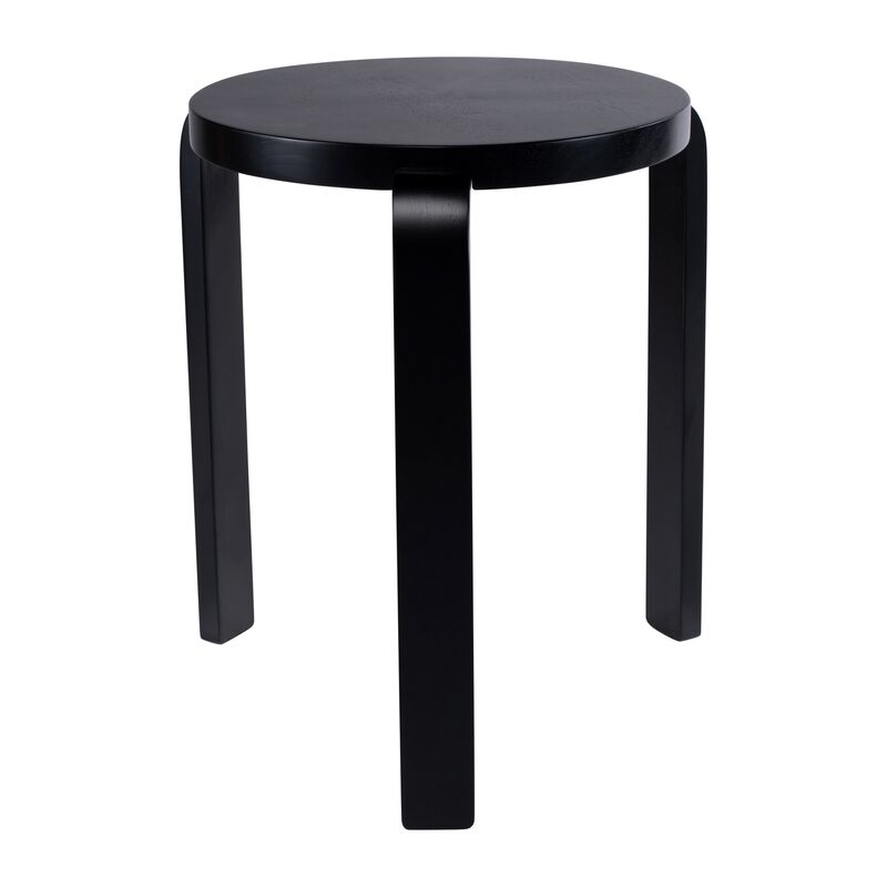 Mata Stacking Stool Ottoman, Set of 2, Modern Style, Black Rubberwood - Benzara