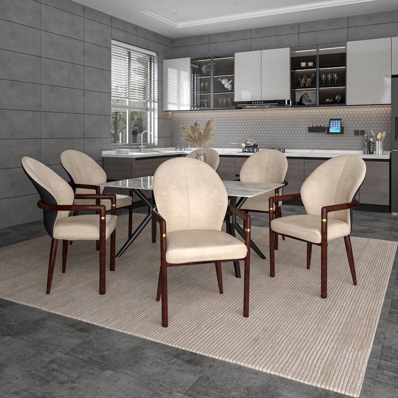 LeisureMod Dining Chair Velvet Fabric Kitchen Chair Ergonomic Armchair with Rubberwood Base and Gold Accents Padded Seat and Back for Modern Home and Office Opaline Series Set of 4